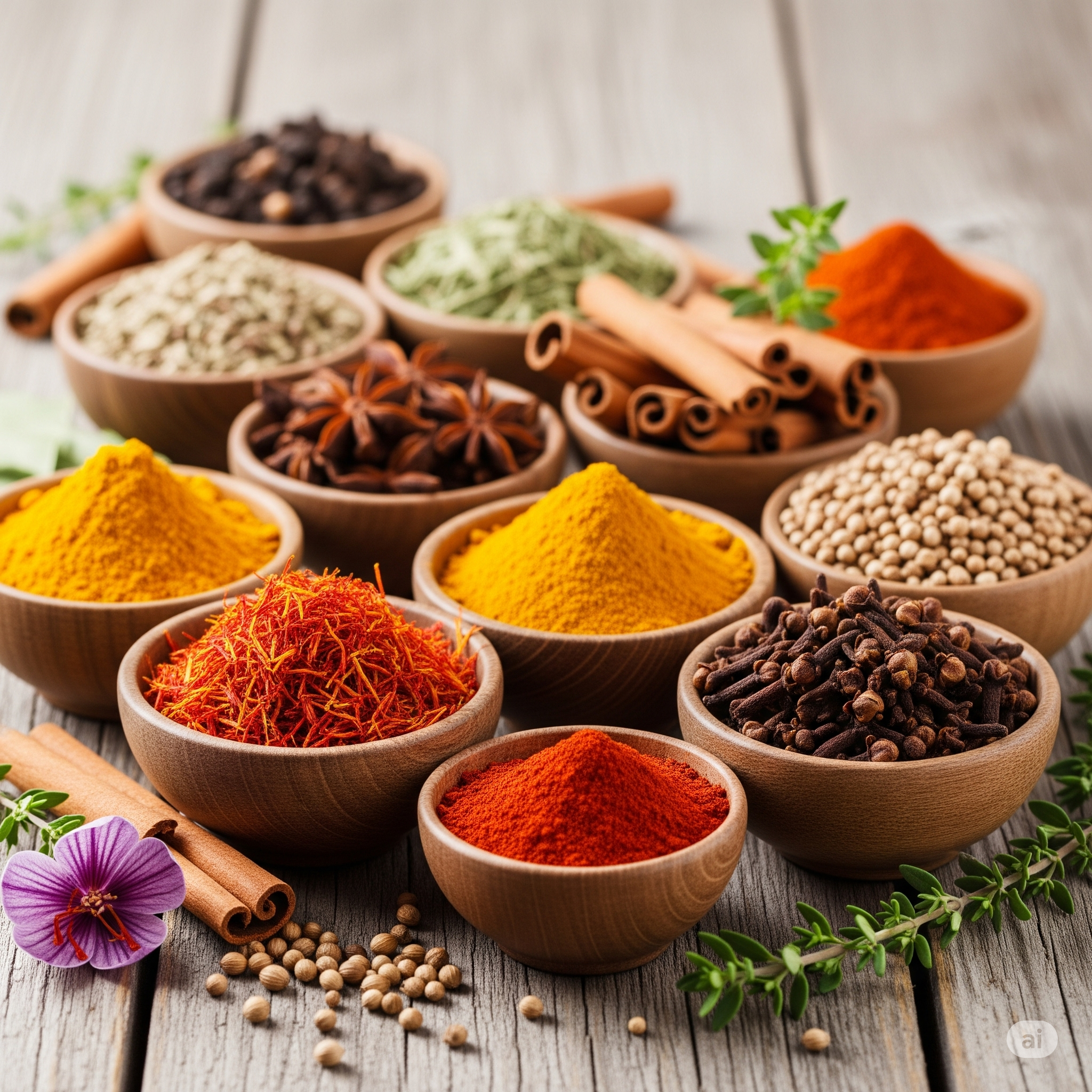 Background of assorted spices